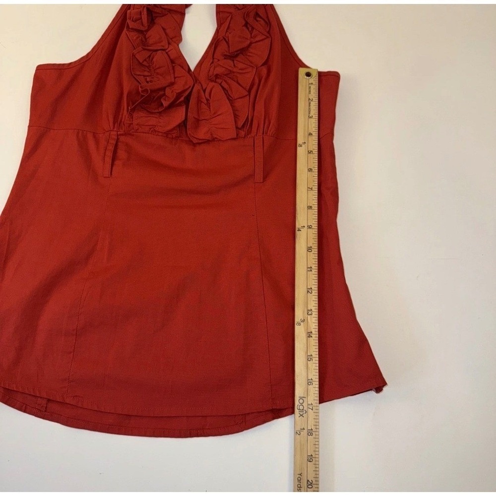 HeartSoul Halter Top Women Large Red Ruffle Neck Cotton Spandex Chic Blouse Boho - Picture 10 of 14